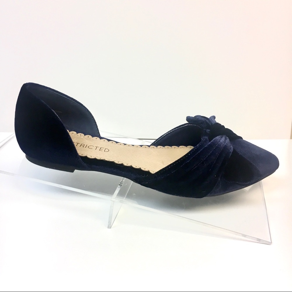 Navy Velvet D’Orsay Flats Blue Almond Toe Flats